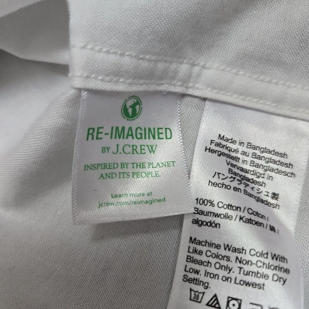 J Crew Broken In Oxford Shirt Mens XXLT XXL Tall White SS Organic Cotton